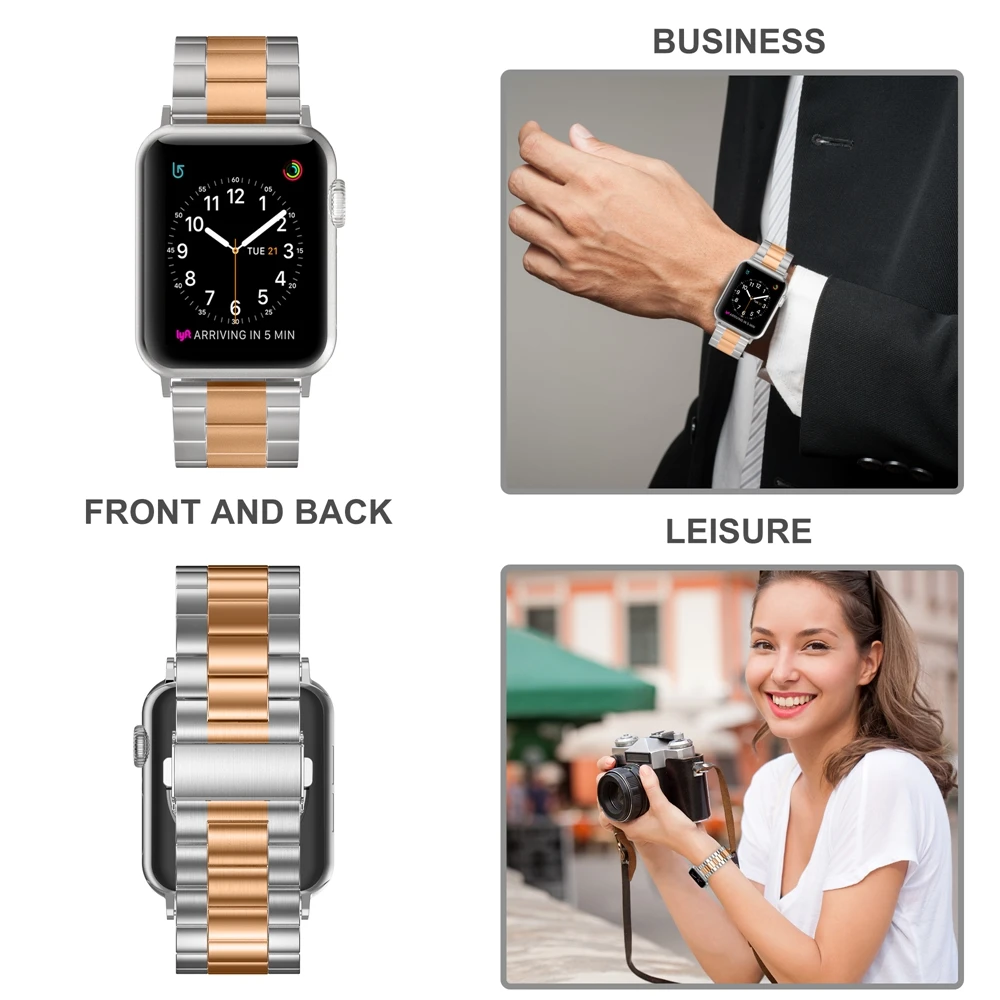 Роскошный ремешок из нержавеющей стали для Apple Watch Series 1 2 3 4 5 Band iwatch 38 мм 42 с