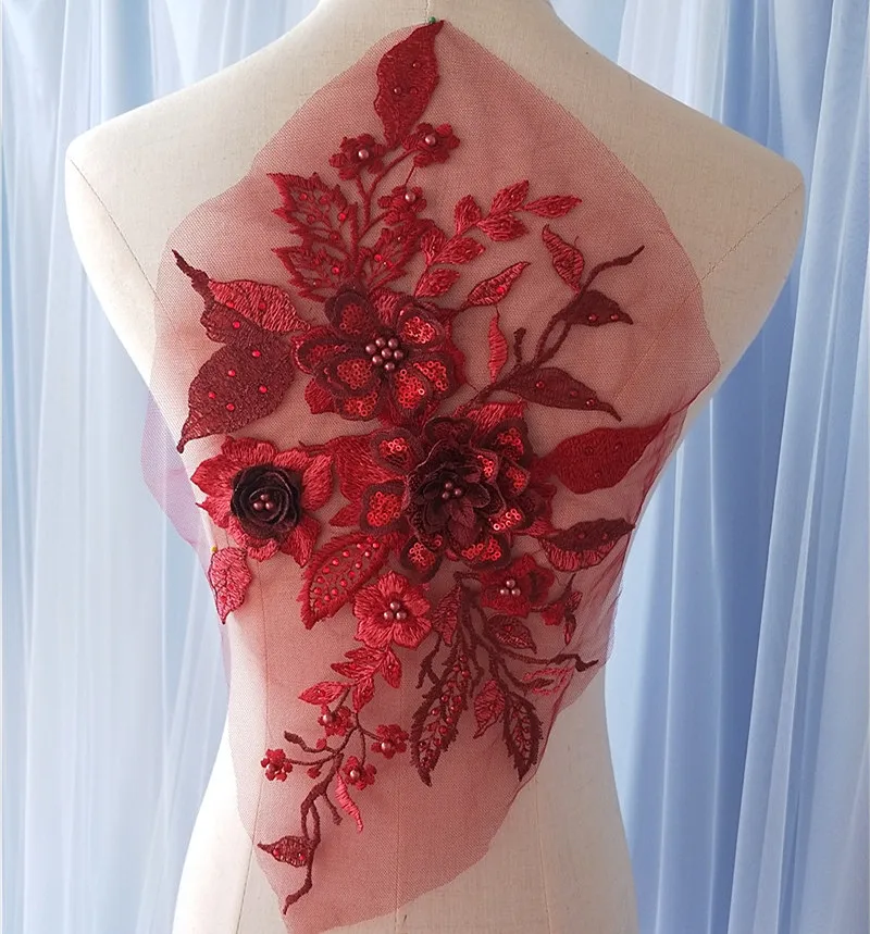 3D красивая аппликация блёстки кружева патч корд Французский Кружева DIY юбки