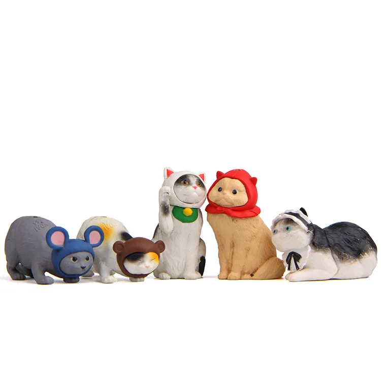 5 шт./лот мультяшная кошка фигурки игрушка животное мини одежда шляпа косплей