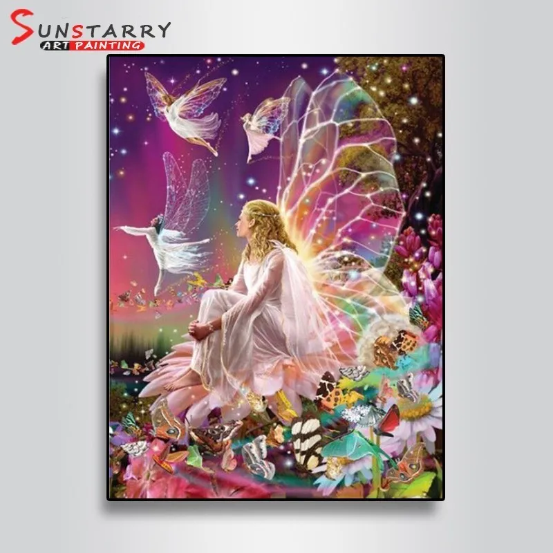 Sunstarry 5d Diy алмазная живопись бабочка эльф полная круглая дрель вышивка крестиком
