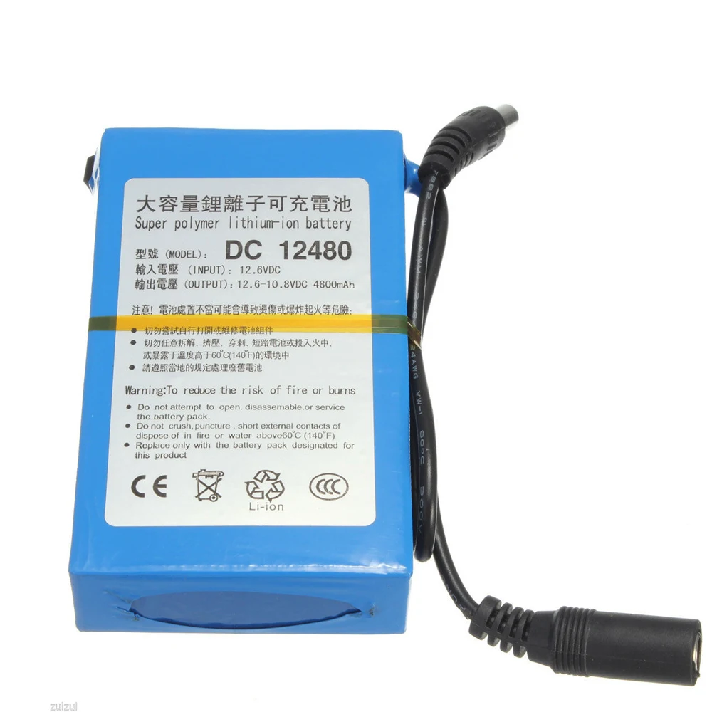 Оптовая продажа 10 шт Высокое качество литий ионная батарея Портативный 4800mAh DC 12V 12