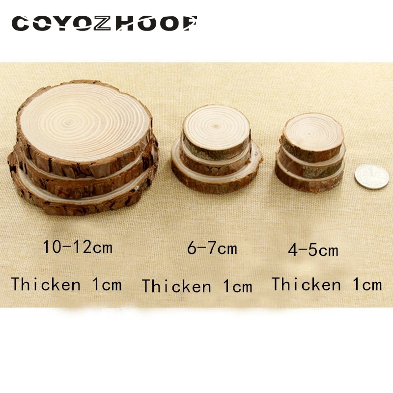

10Pcs Wood Slices Multi-size Slices Rustic Wood Rounds With Rough Bark for Rustic Crafts Wood Slice Christmas Ornaments Crafts