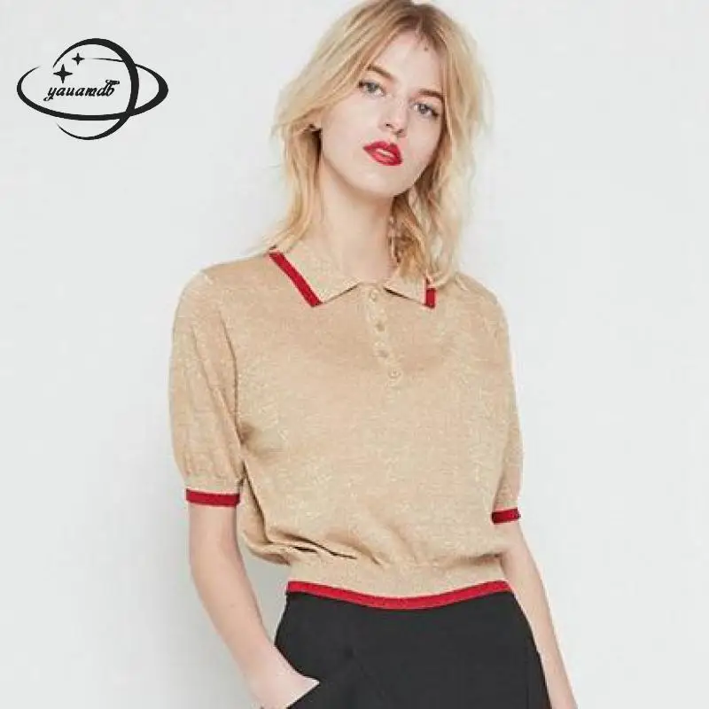 YAUAMDB/женские рубашки поло летние S L хлопок женская одежда с коротким рукавом