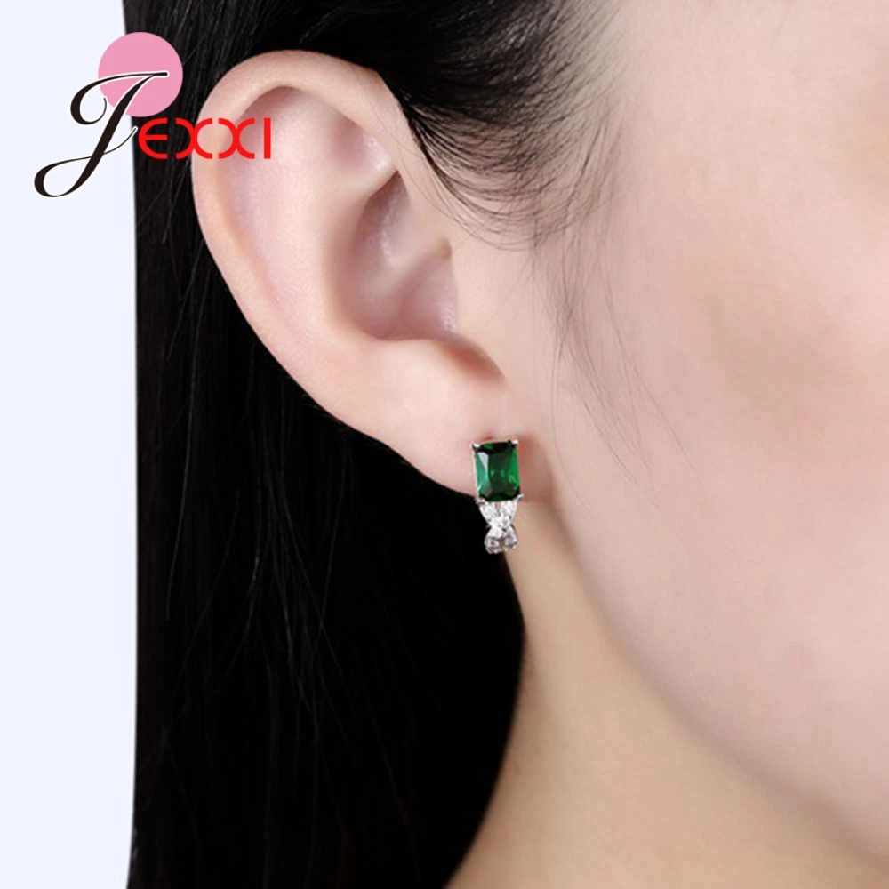 

Noble Style with Green Austrian Cubic Zirconia Gold Stud Earrings For Women Ladies Wedding Engagement Accessories