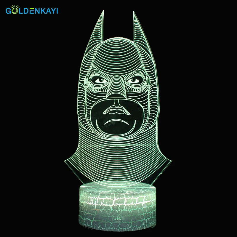 3D LED голова Бэтмена Оригинальное ночное освещение атмосфера визуальная луна
