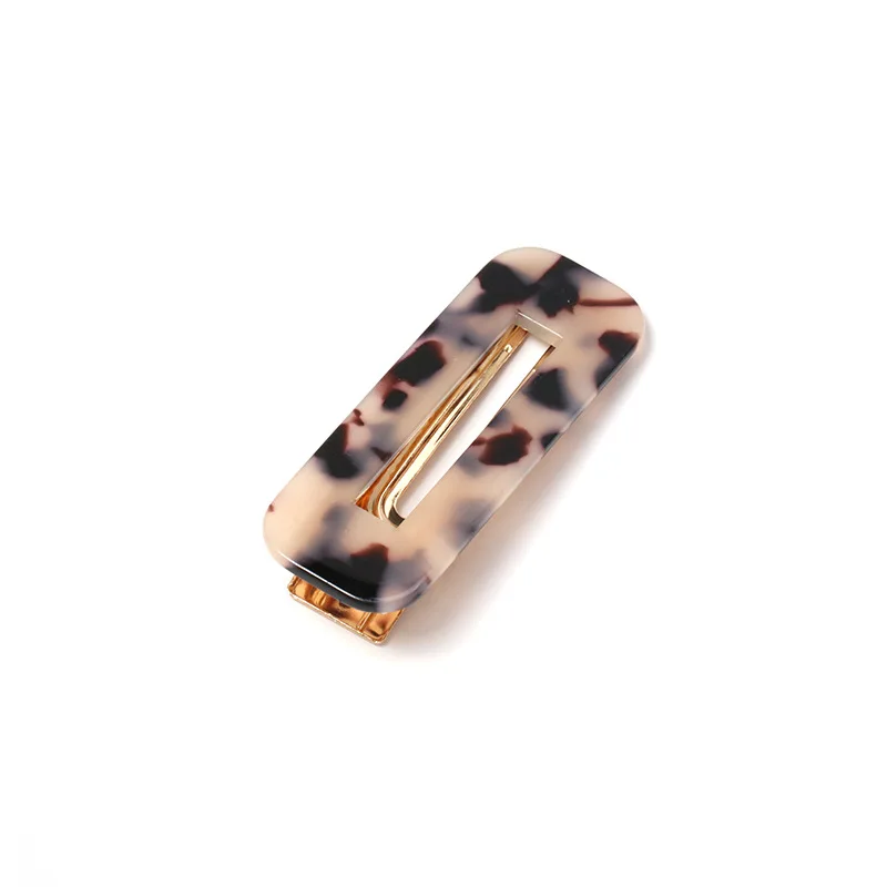 Style3-Leopard Трендовые женские многоцветные акриловые заколки для волос с блестящими пайетками, милые в форме капли воды, квадратные стильные аксессуары для волос - Окраска металла: Style3-Leopard
