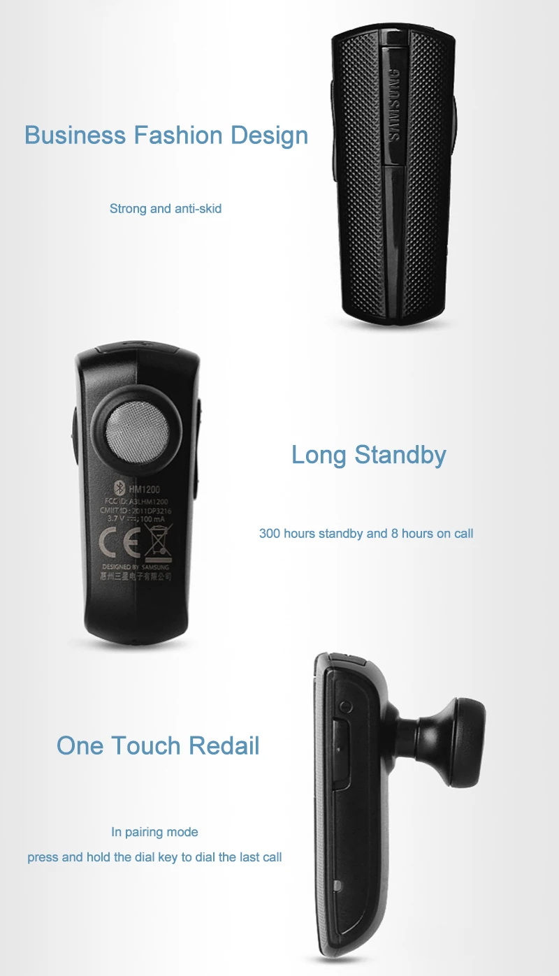 SAMSUNG HM1200 Bluetooth Negócio Fone De Ouvido Bluetooth Sem Fio No Ouvido Fones De Ouvido com Microfone Preto 3.0 Genuíno