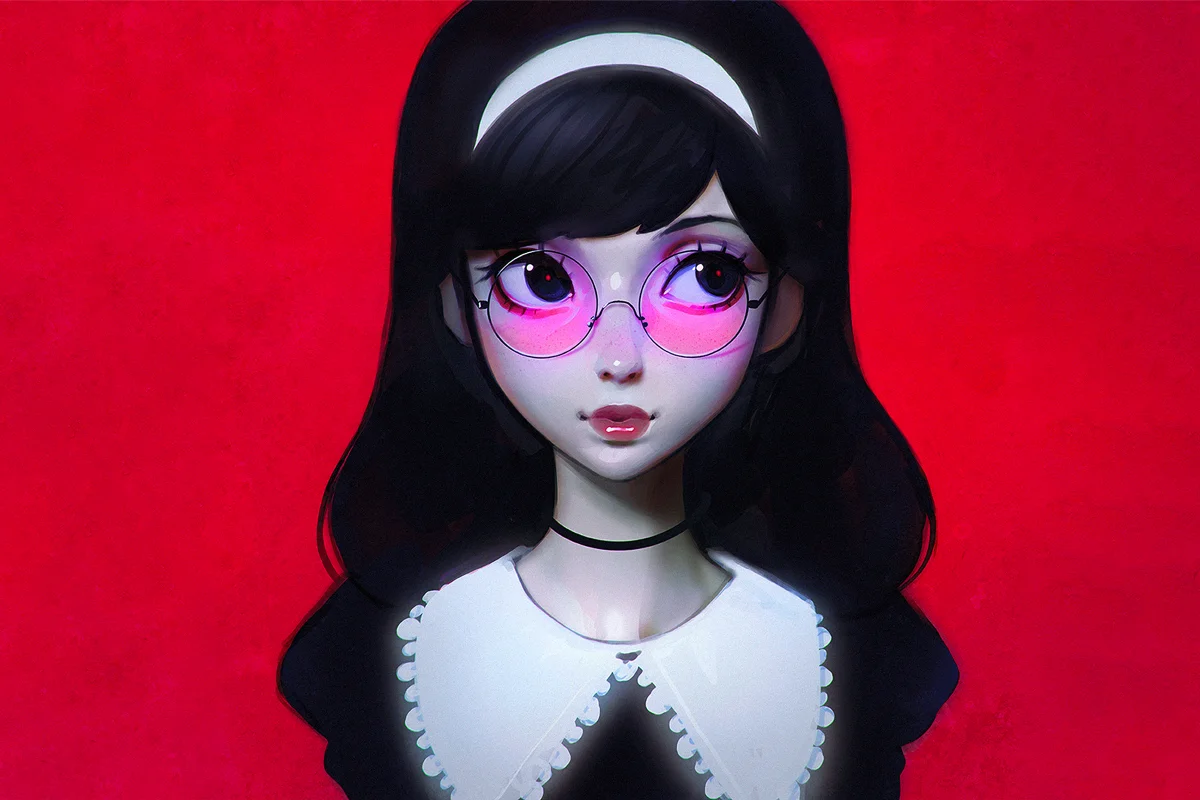 

Женская красивая милая девушка с розовыми очками PRW065, настенное искусство, декор для комнаты, домашнее украшение (доступная оправа)