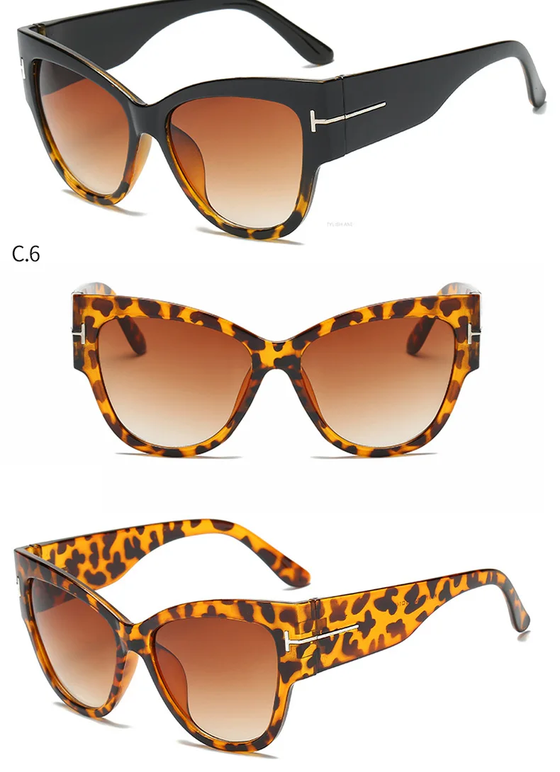 Новые модные брендовые дизайнерские солнцезащитные очки Tom Cat Eye, Женские винтажные солнцезащитные очки с большой оправой UV400