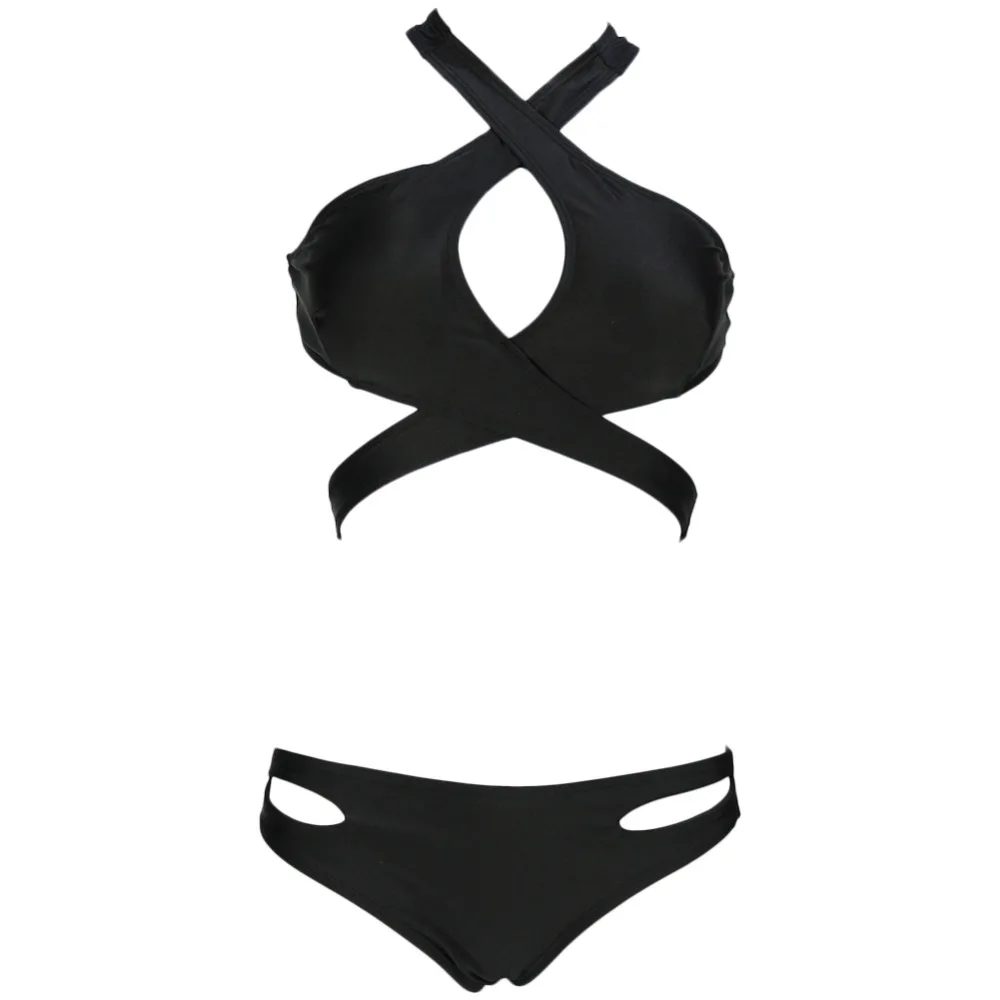 Сексуальный однотонный бикини черный высокая Талия купальник женский купальный
