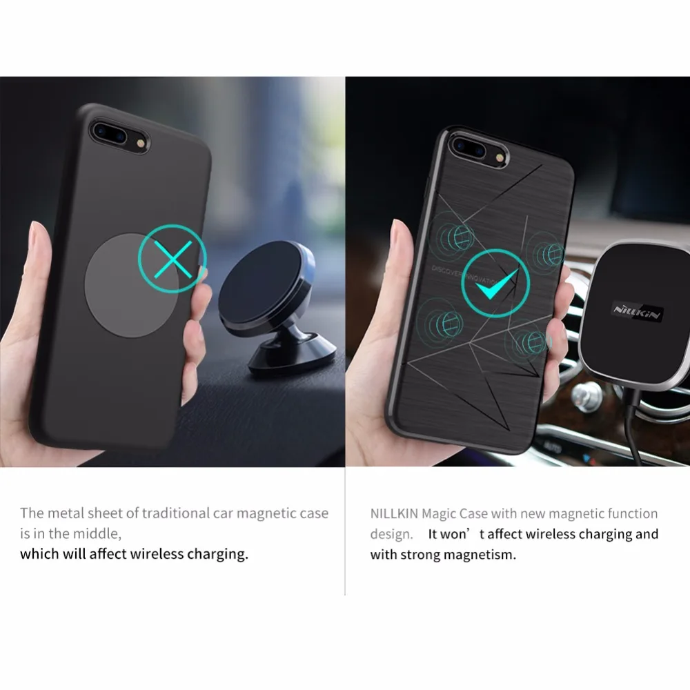 For iphone 8 plus hoesje NILLKIN Qi wireless charging receiver cover fit magnetic holder for iphone8 luxury silicon 5.5'' |