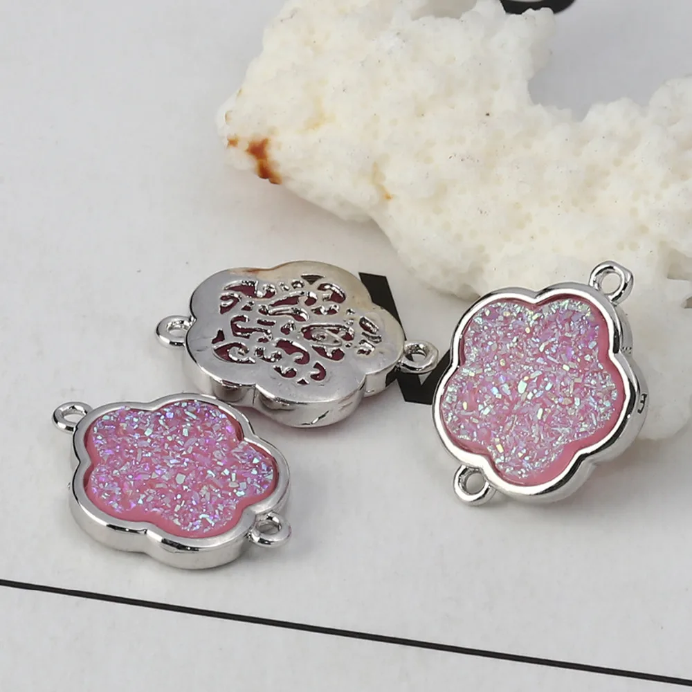 DoreenBeads медные и Синтетические кварцевые соединители Druzy/ Drusy цветок покрытый