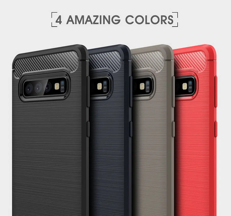 Luxury phone case For Samsung Galaxy S10 Soft Silicone Carbon Fiber Texture Back cover for samsung Plus + / E | Мобильные телефоны