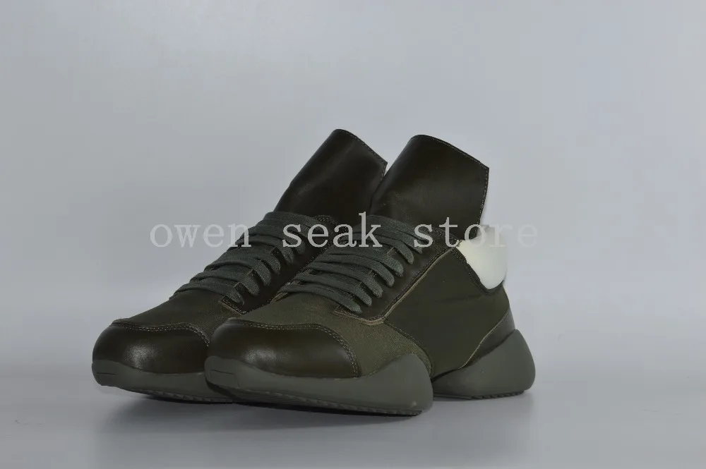 Owen Seak/Женская обувь на подкове; роскошные кроссовки до щиколотки на шнуровке; ботинки из натуральной кожи; повседневные брендовые кроссовки на плоской подошве; Цвет черный, белый