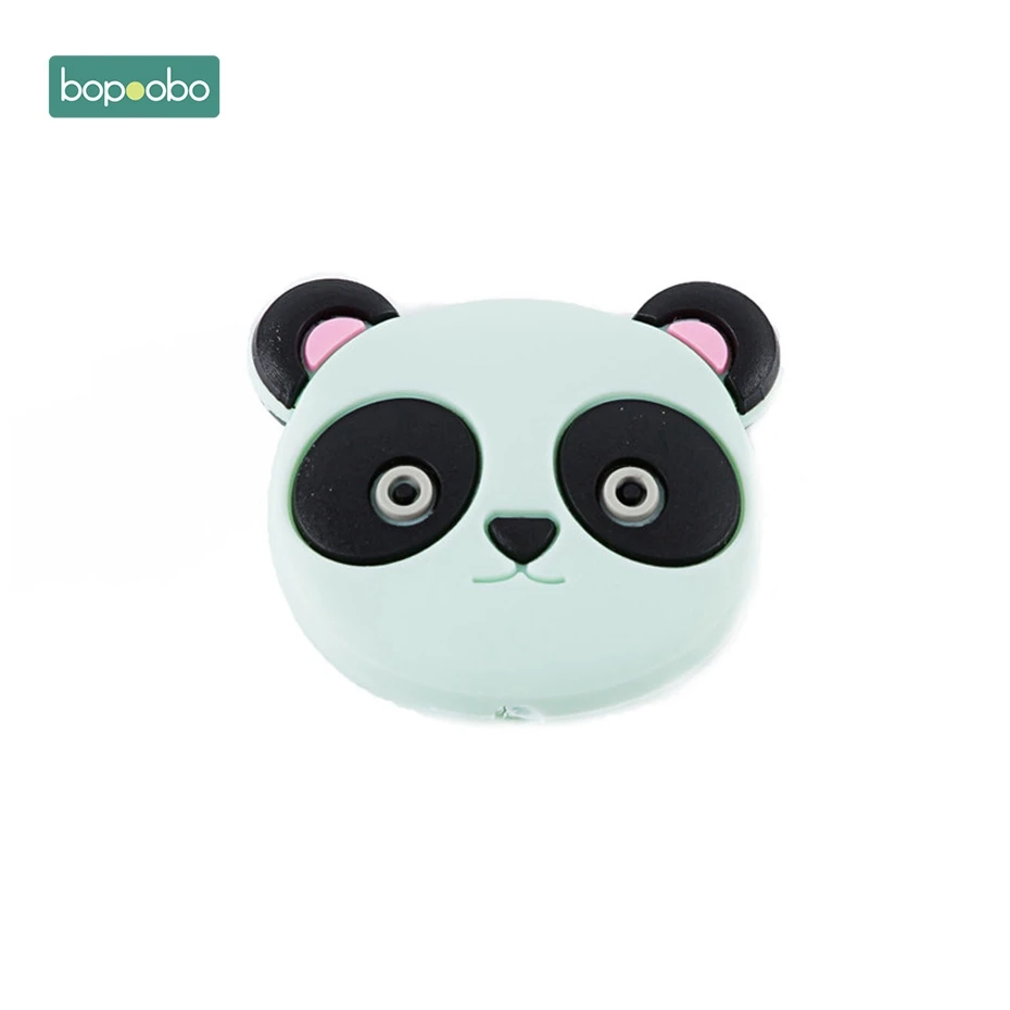 Mint Panda Bopoobo 3 шт. мини силиконовые бусины в виде животных, детский прорезыватель, Силиконовый грызунок «кролик», шарик, миниатюрный стержень для детей, силиконовый прорезыватель, ожерелье - Цвет: Mint Panda