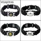 Мужские браслеты в стиле панк ручной работы, плетеные черные Многослойные браслеты из сплава CSGO Game PUBG Rainbow Six, винтажные браслеты