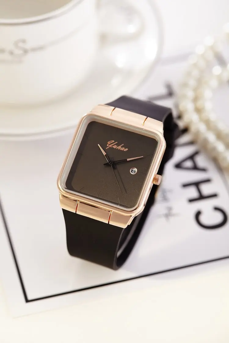 Брендовые женские часы, женские силиконовые квадратные часы reloj mujer, роскошные нарядные часы, женские кварцевые наручные часы из розового золота, Montre Femme