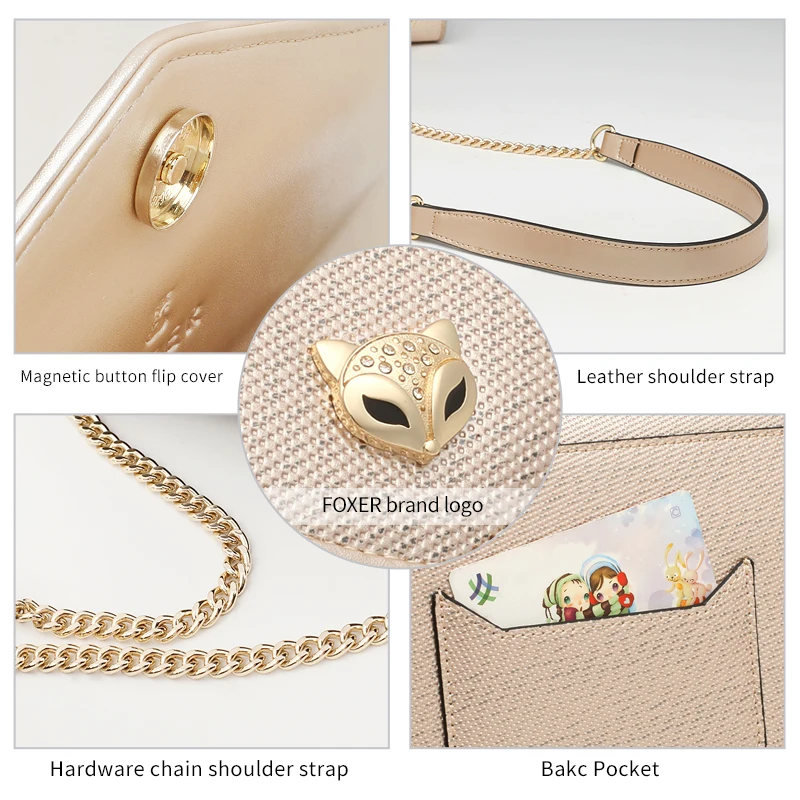 FOXER Brand Girls Gold Chains Message Bag Chic Women Playful Pacthwork Crossbody Bags Female Sequin Flap | Багаж и сумки