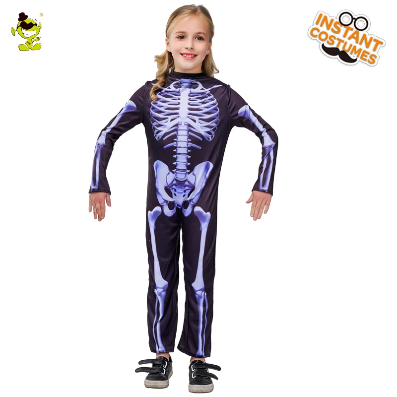

Girls Skull Skeleton Cosplay Children Halloween Party Costumes Fancy Dress Kids Horror Clothing