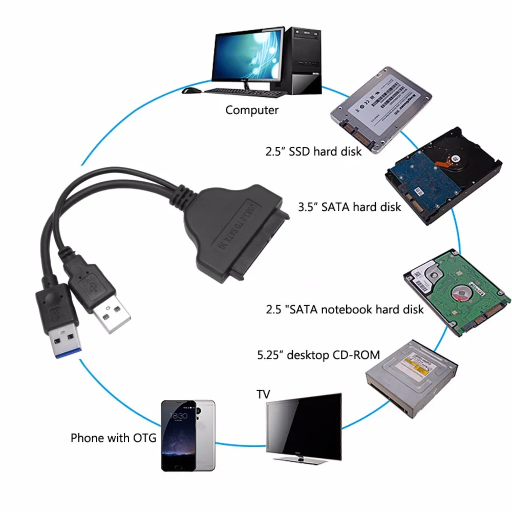 OOTDTY USB 3.0 to SATA Hard Drive Adapter Converter Cable Cord for 2.5 inch SSD HDD | Компьютеры и офис