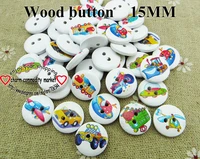 50pcs girls painting wooden buttons 15mm sewing clothes boots coat accessory transport car button mcb 971