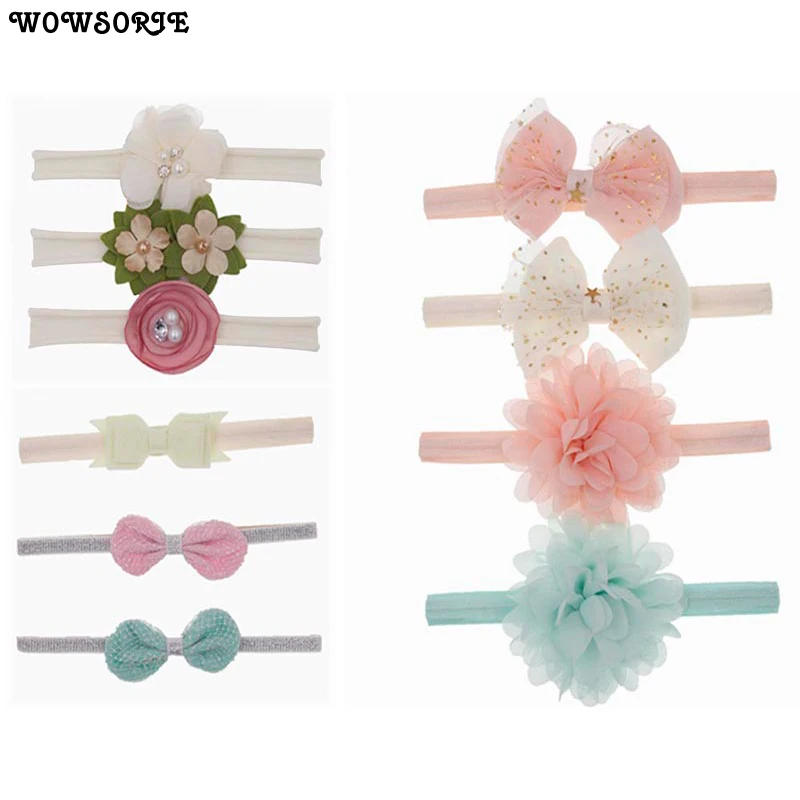 

10Pcs/Lot Wholesale Headbands For Children Infant Newborn Flower Hair Accessories Headwear Boutique Elastic Flowers Hair Bow