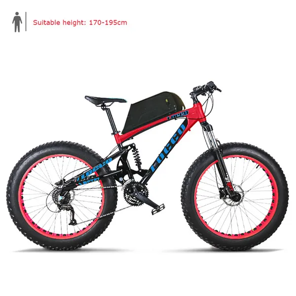 Black red На заказ 26 дюймов Электрический велосипед мягкий хвост полная подвеска внедорожный электрический горный 48 в 1000 Вт Мощный двигатель жира e-bike MTB - Цвет: Black red
