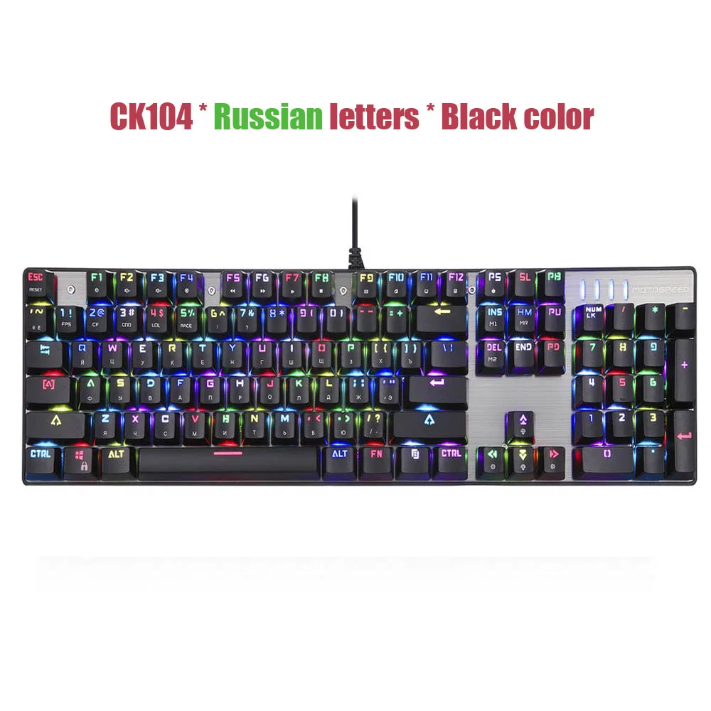 Motospeed CK104 игровая механическая клавиатура Русский Английский красный переключатель синий металлический проводной светодиодный с подсветкой RGB анти-привидение для геймера - Цвет: CK104 Russian