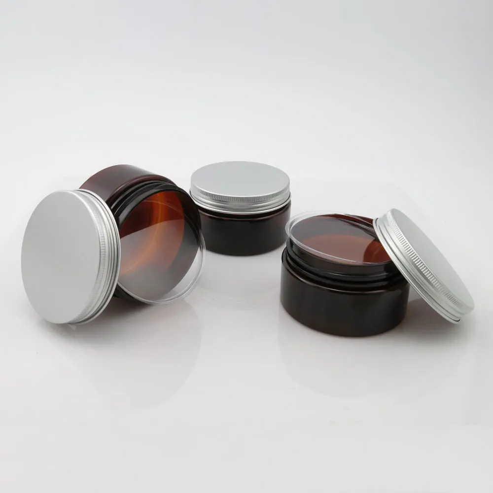 30 шт./лот 100 г Янтарная пластиковая банка для крема с внутренним уплотнением и