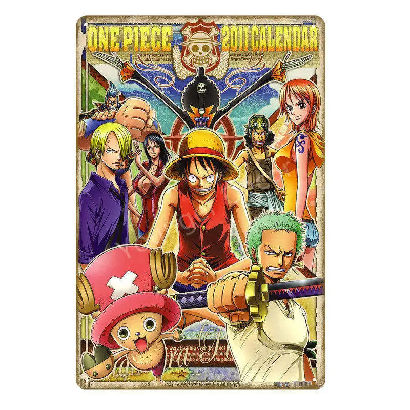 Ретро one piece Wanted постеры винтажные аниме классические металлические жестяные вывески домашний бар паб настенные стикеры художественный подарок украшение дома YD030 - Цвет: YD0669