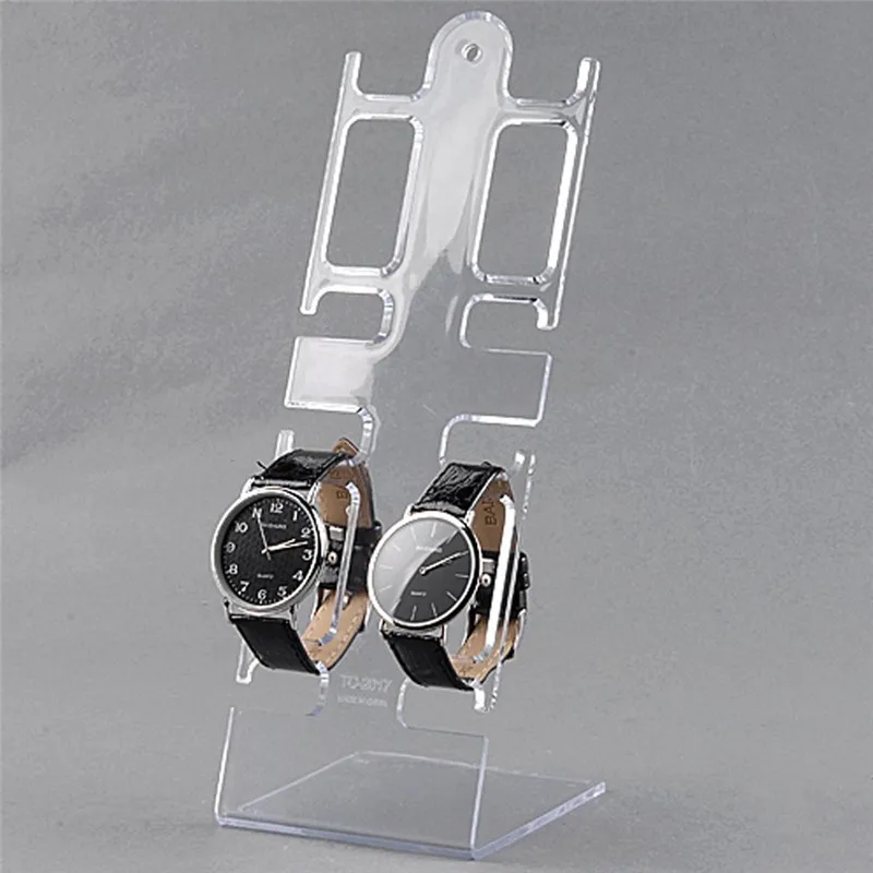 

4 Slots Clear Plastic Watch Bracelet Jewelry Showcase Display Stand Holder Rack
