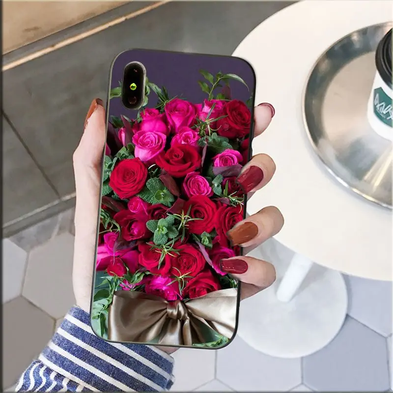 Yinuoda красный розовый ТПУ мягкий силиконовый черный чехол для телефона iPhone 5 5Sx 6 7