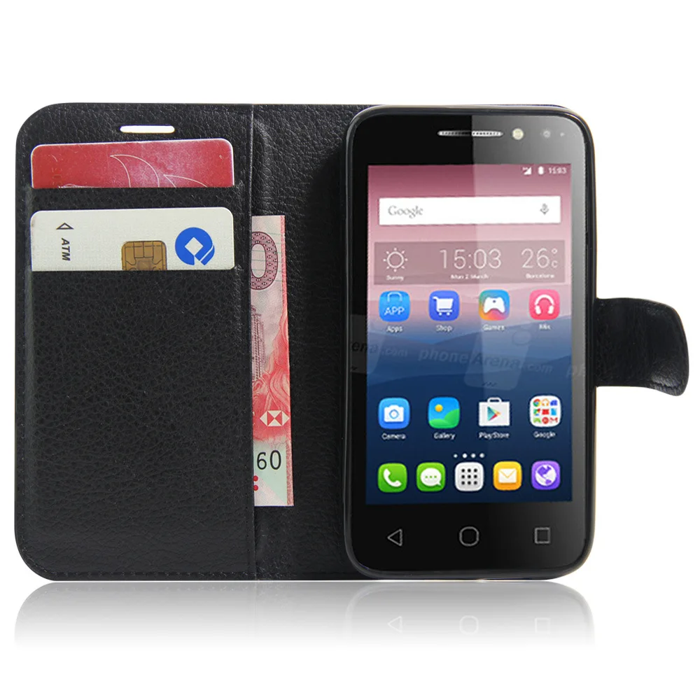 Модный чехол личи из искусственной кожи для Alcatel One Touch Pixi 4 0 4034D &quotзащитный флип