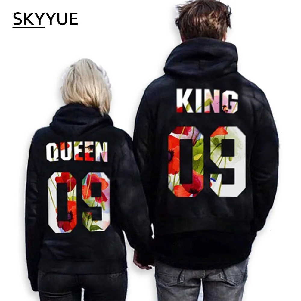 SKYYUE Size:S-5XLThe King &amp His Queen Men Women's Casual Lover Couple's Cotton Sweatshirts Hoodies Couples Loose Hooded | Мужская