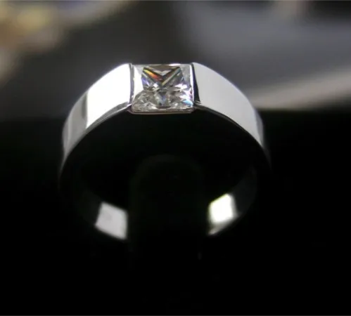 THREEMAN проверенный на подлинность! Solid 14KT Золотое кольцо 0,5 CT Принцесса Solitaire Moissanite кольцо для женщин обещание ювелирные украшения Брак