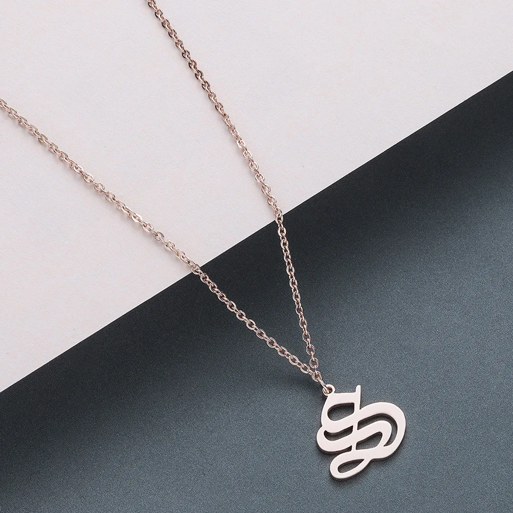 Old English Letter S Pendant Necklace Stainless Steel 26 Alphabet Name Mother's Day Gift Gracias Regalo | Украшения и