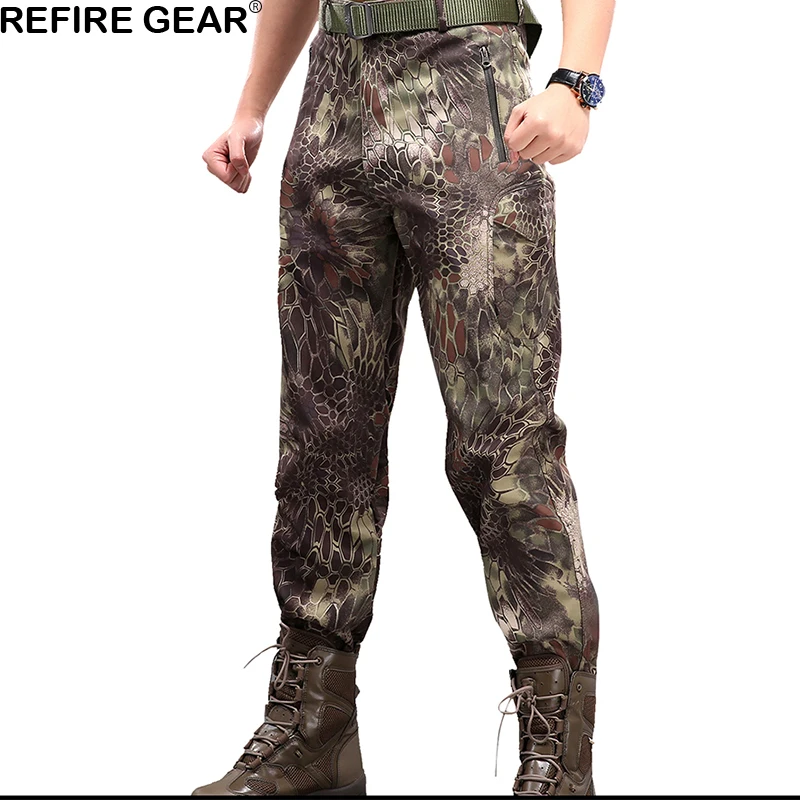 Уличные камуфляжные водонепроницаемые брюки ReFire Gear с мягкой оболочкой мужские