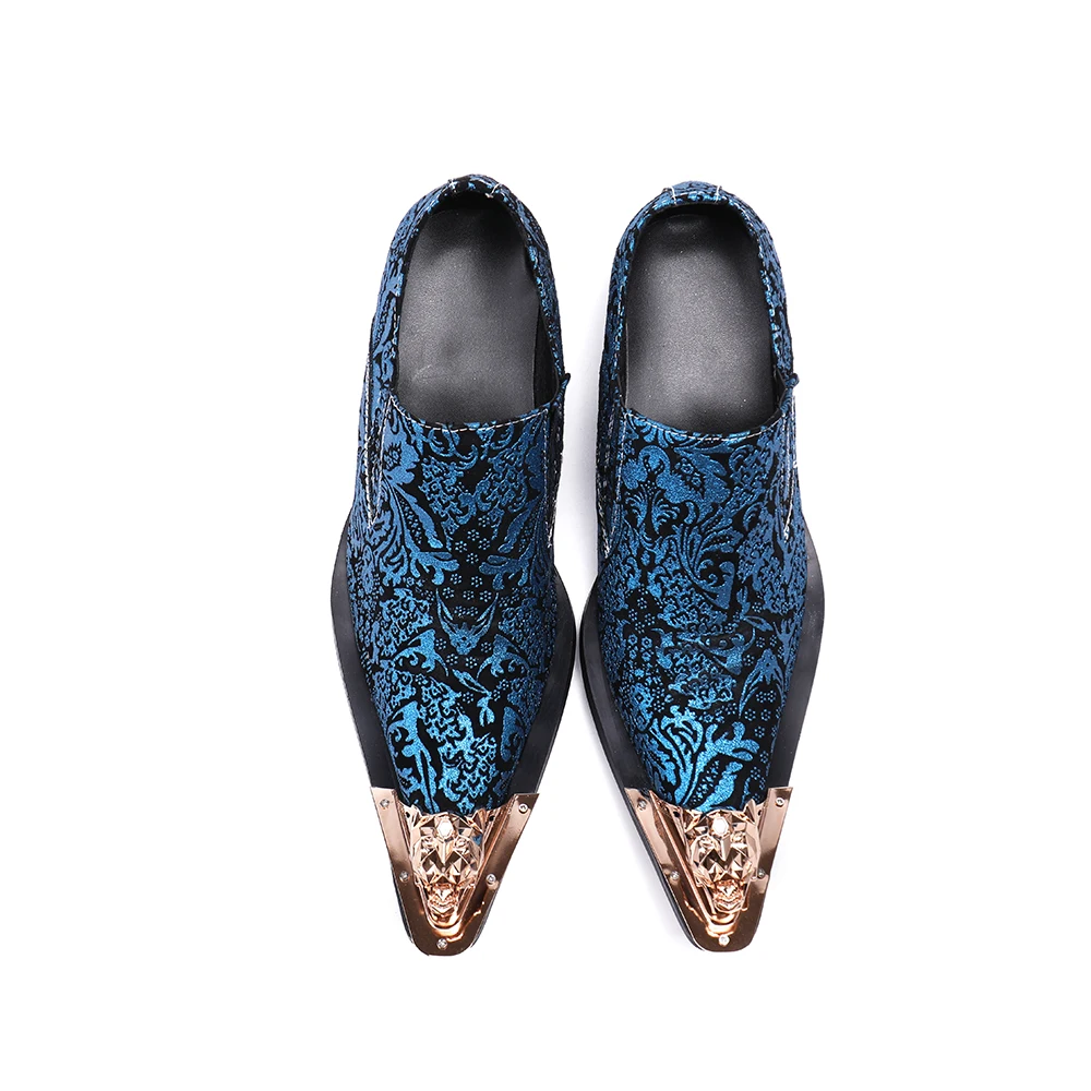 2018 горячий печатные обувь из флока человек мелкой металлической с острым носком