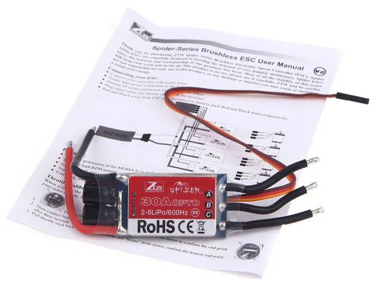 4 шт./лот ZTW Spider Series 3-6S 12A 20A 30A 40A 50A 60A OPTO ESC-SimonK для многороторного самолета