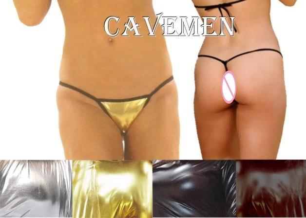 Золотисто серебристая кожаная одежда * 1956 женские стринги нижнее белье трусики
