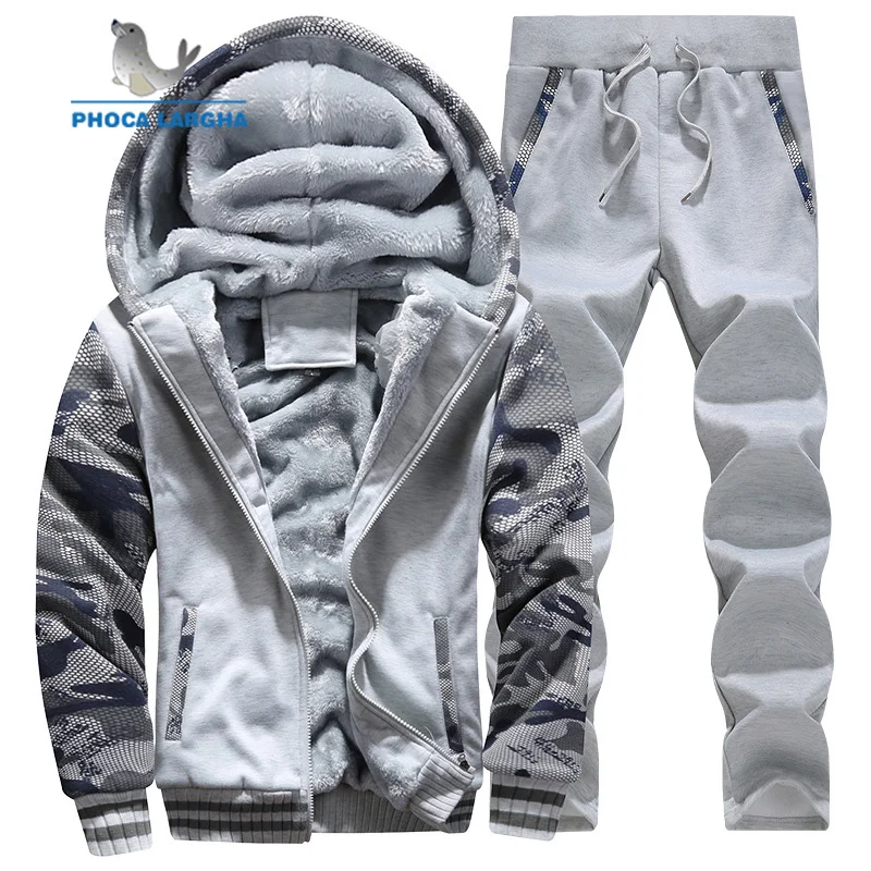 Новый Зимний комплект с толстовкой для мужчин 2018 повседневный мужской теплый