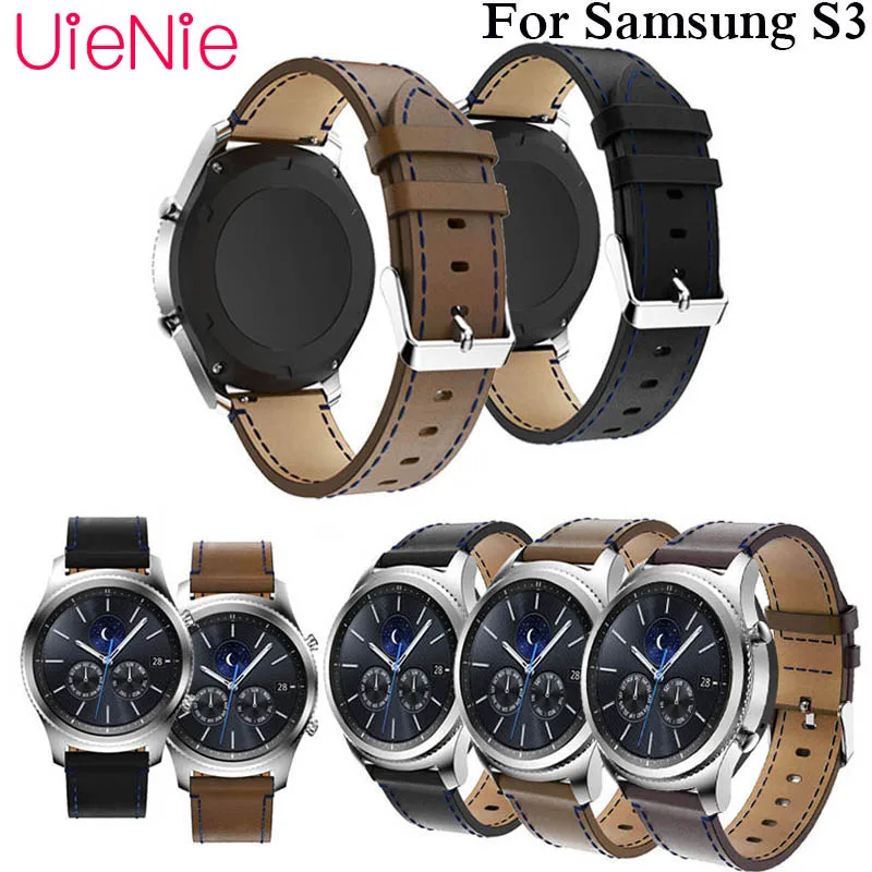 Ремешок кожаный для Samsung Gear S3 люксовый браслет смарт часов huami amazfit stratos 2 2S 22 мм 46