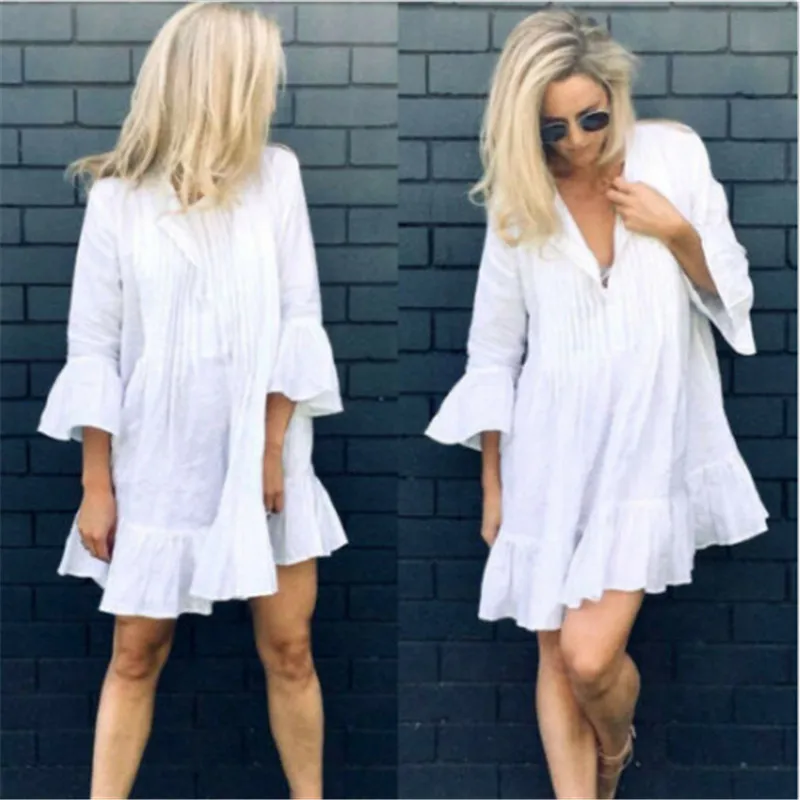 Белая кружевная вязаная крючком пляжная туника женская одежда 2019 бикини с