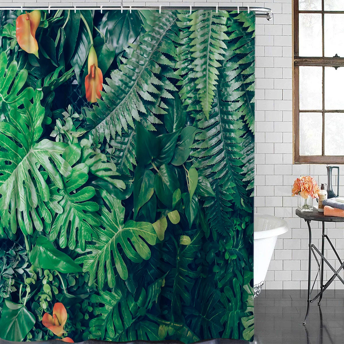 Занавеска для душа SHOWHOME занавеска с тропическими листьями в джунглях
