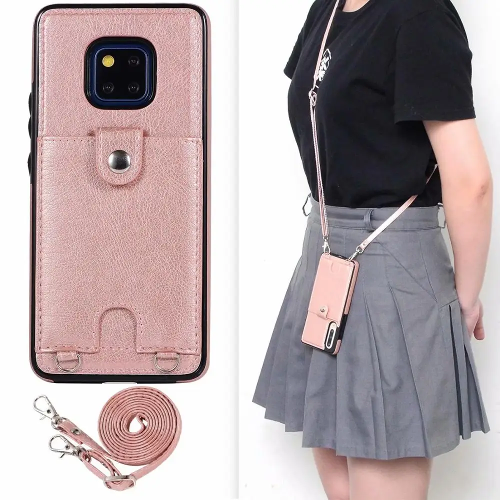 Чехол-кошелек из искусственной кожи с ремешком на плечо для карт huawei mate 20 pro lite P30