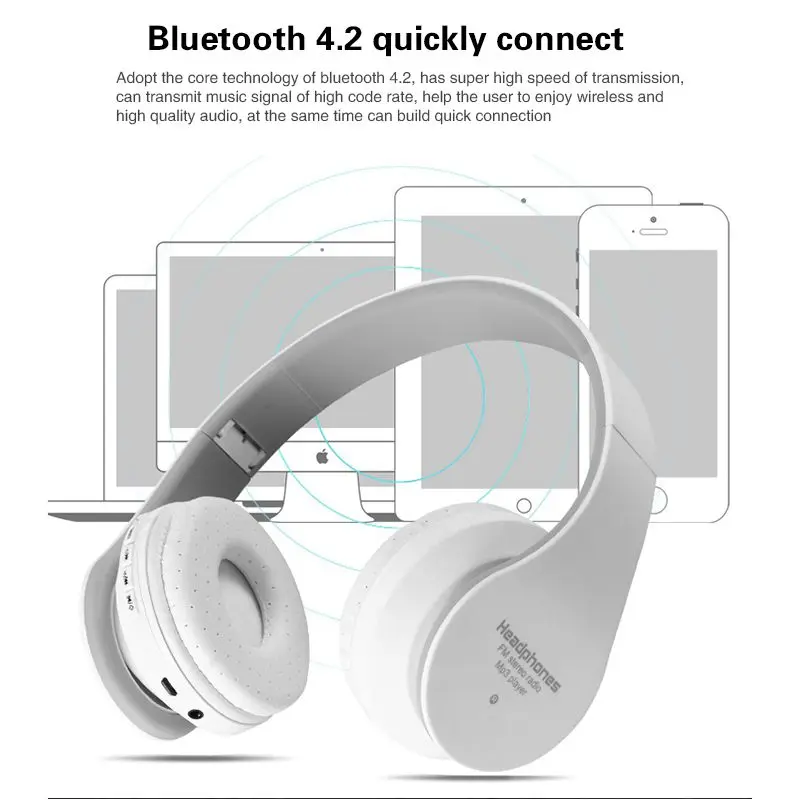 Топ предложения Беспроводной наушники Bluetooth стерео бас Hi-Fi складной легкий