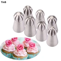 cake decorating tool 7pcset ball piping tips sphere nozzles cream stainless steel flower torch russian icing piping nozzles set
