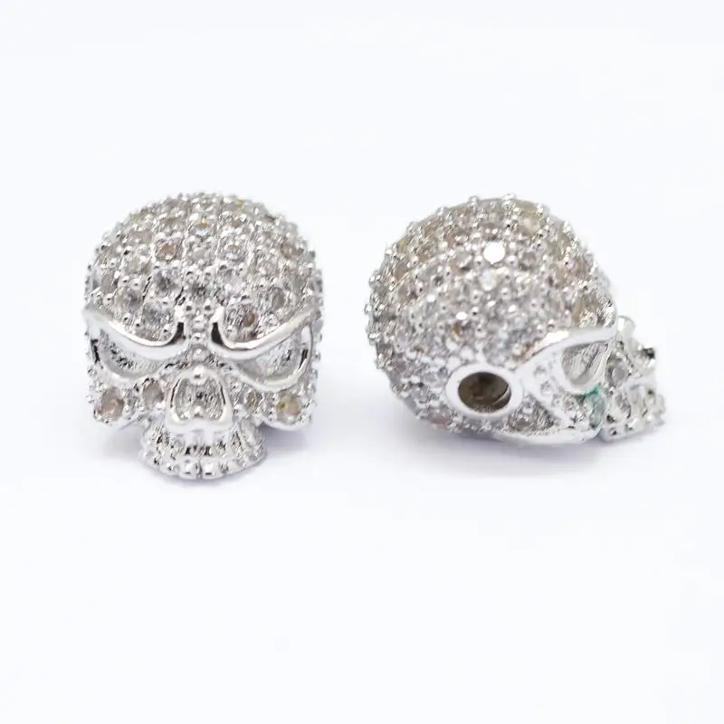 Латунные бусины с микрозакрепкой из кубического циркония Череп без