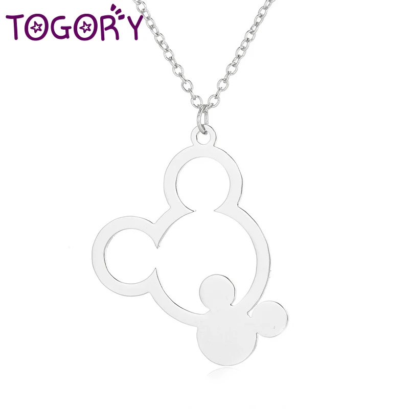 TOGORY, модные ювелирные изделия, колье, розовое золото, роза, массивная подвеска, хорошее Ожерелье, женские милые Микки, ювелирные изделия Минни Маус, подарки для девочек