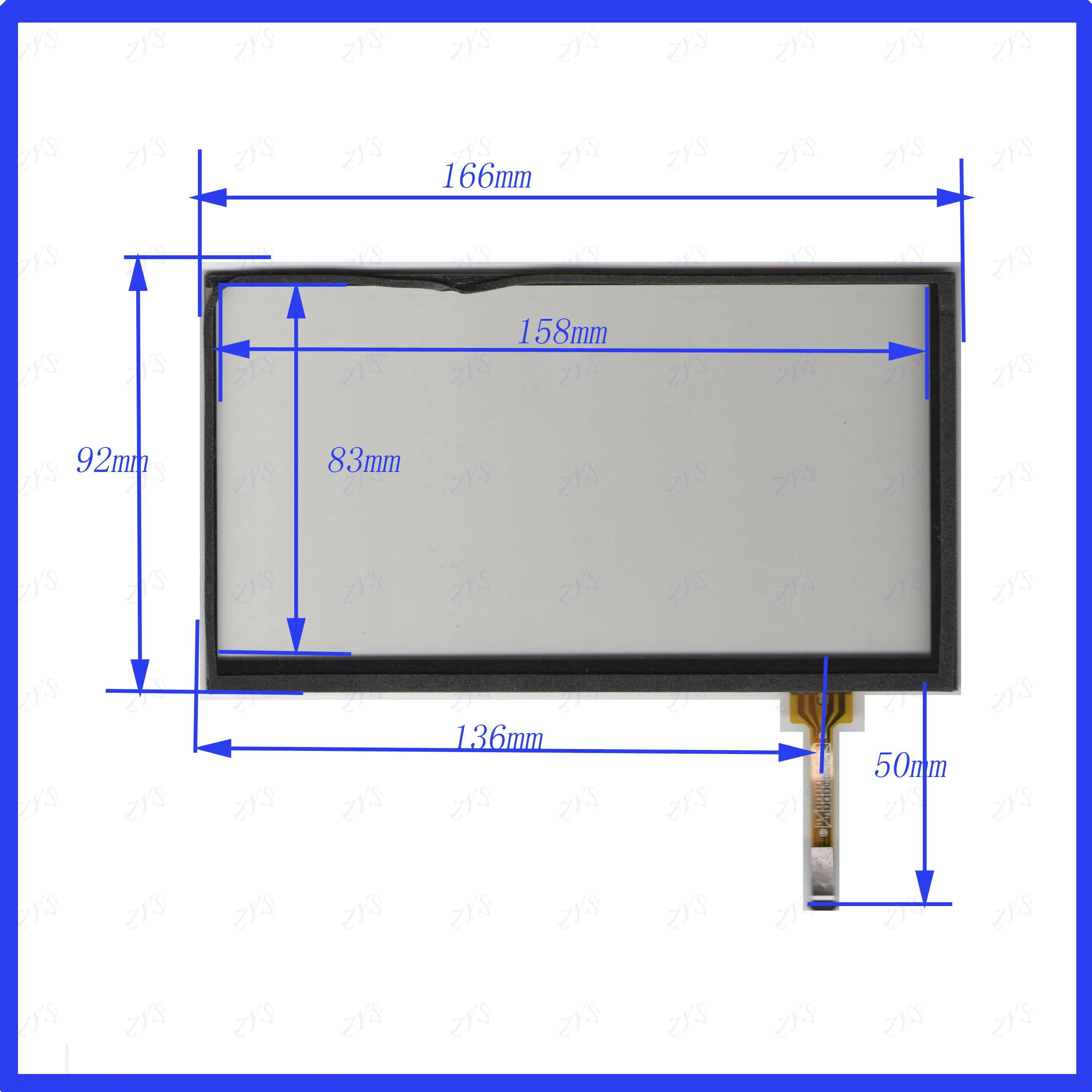 

wholesale KDT-5206 166*92MM this is compatible 7inch 4lines resistance screen Industrial use for car rideo